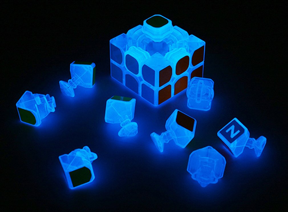 Blue Fluorescent Speed Cube 3x3x3 Glow in the Dark Luminous Magic Cube Puzzle