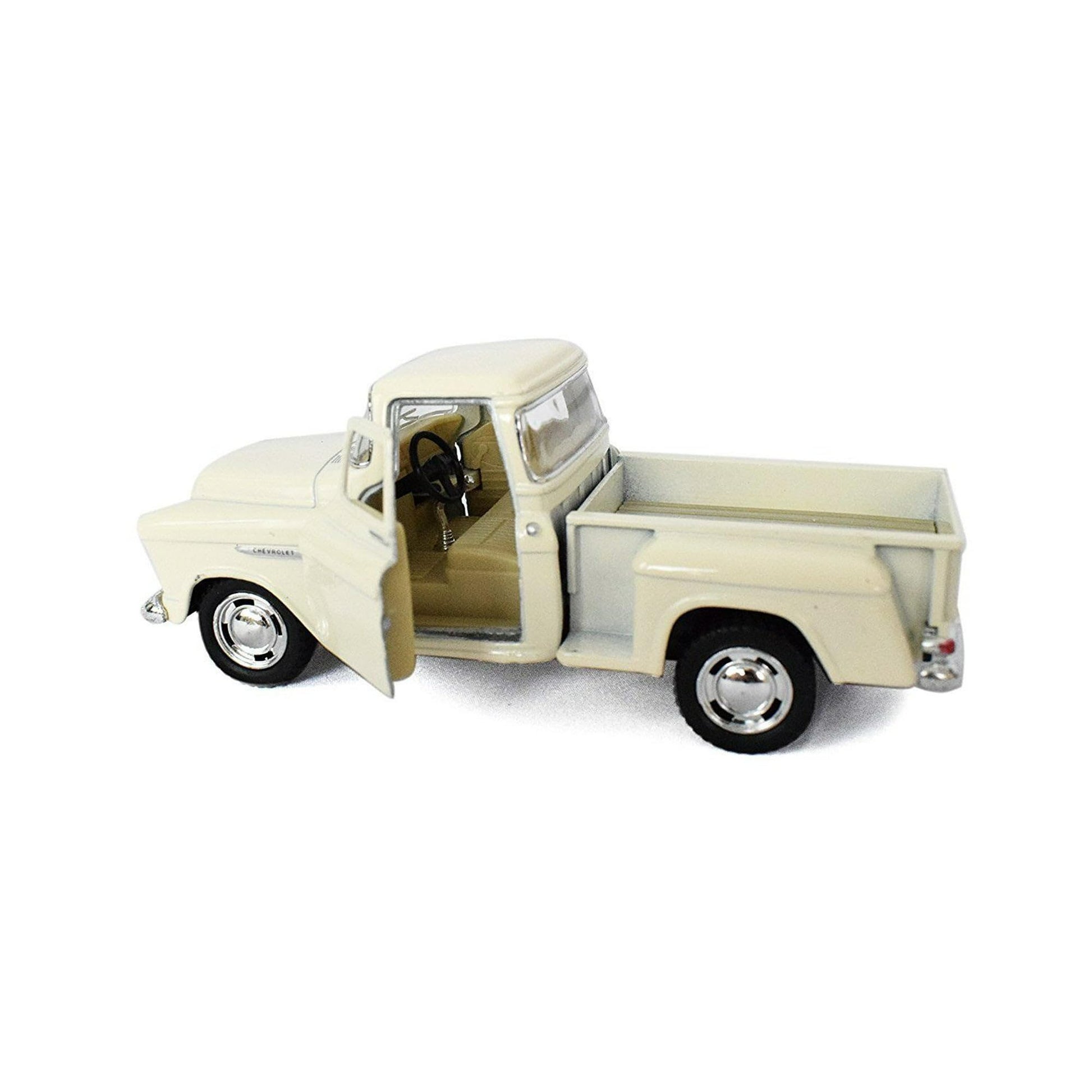 KiNSMART 1955 Chevrolet Stepside Pickup Truck 5 Inch 1:32 Scale Die Cast Metal Little Truck (White)