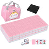 SiyphuNing Mini Mahjong Set ???? Waterproof Chinese Majiang 144 Melamine Tiles 0.94"(24MM) with Portable Travel Handbag Complete Mahjong Game Set Mah