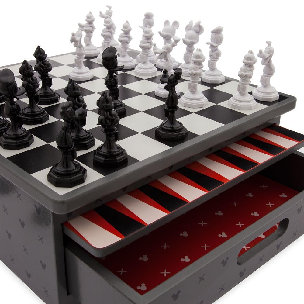 Disney Store Dolls & Games Mickey Mouse Deluxe Game Set - Includes Disney Chess Set, Checkers Pieces, Backgammon Board, Playing Cards, Poker Chips