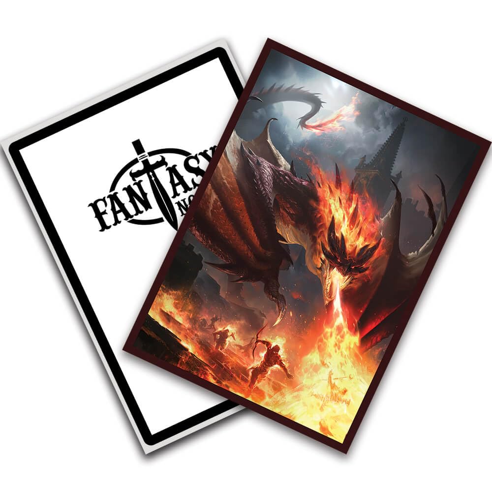 Fantasy North - Endragos - The Incinerator - Dragon Series - 100 Textured Matte TCG Card Sleeves - Fits Magic MTG Commander Pokemon and Other Card