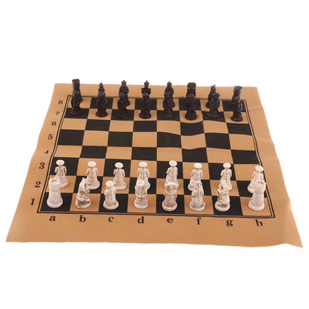 Baosity Chinese Chess Set with Resin Figurine Pieces, Foldable Board for Travel and Xiangqi Players