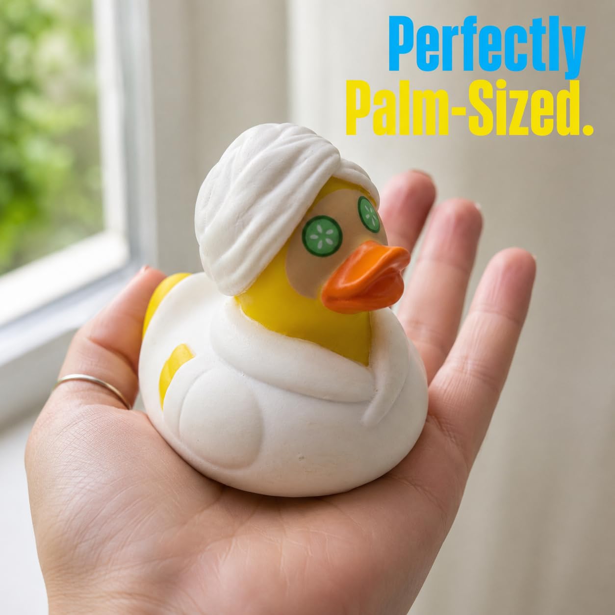 3 Inch DUCKY CITY Spa Rubber Duck [Sealed, Floats Upright] for Jeep Ducks, Facial Cucumber Eyes Bath Toy for Kids and Toddlers, Baby Safe Funny Duck