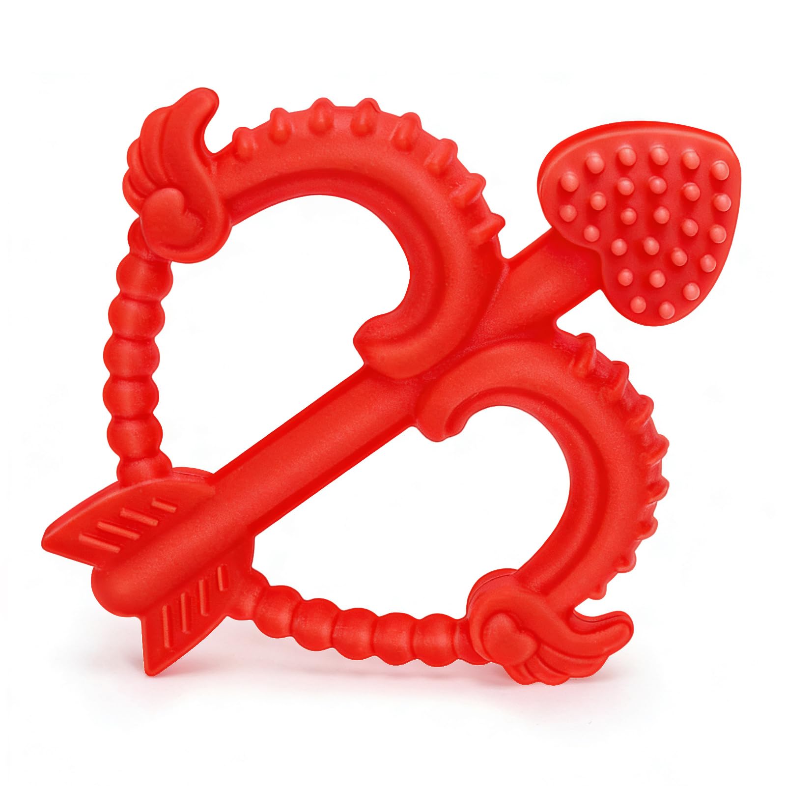 Valentines Heart Baby Teething Toys for Babies 0-36 Months, Easy for Little Hands to Hold,Cupid Bow and Arrow Soft Teether Toy, Surface texture