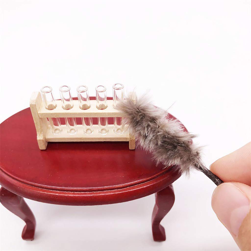 SXFSE Dollhouse Decoration Accessories,Exquisite Cute Dollhouse Miniature 1:12 Feather Duster Cleaning Tool Broom