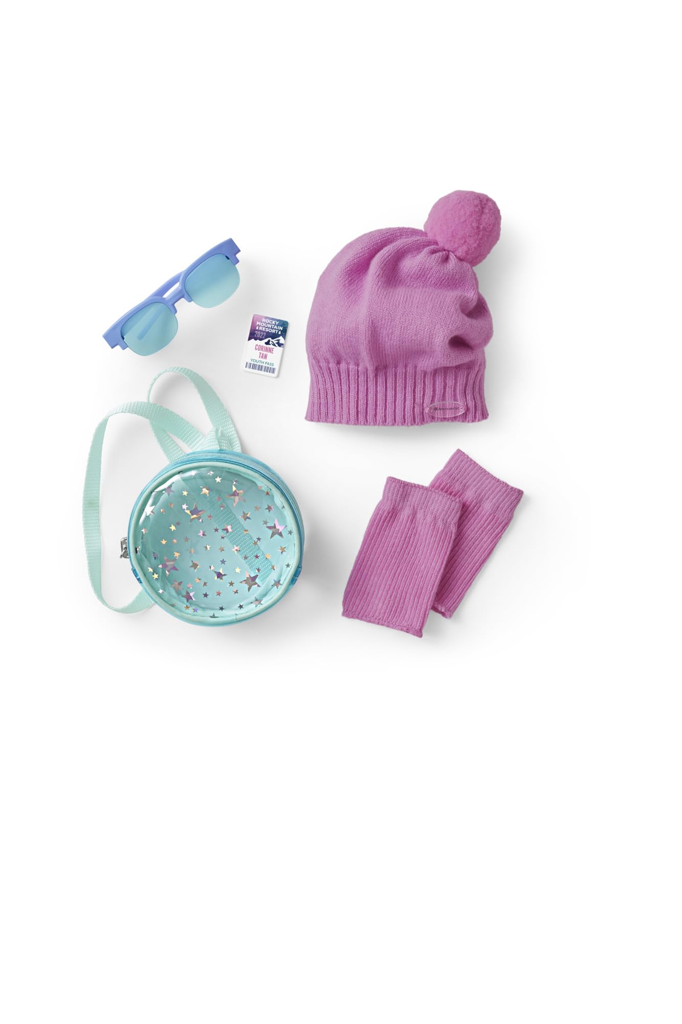 American Girl Corinne Tan Girl of the Year 2022 18-inch Doll Accessories with Hat, Sunglasses, and Backpack, For Ages 8+
