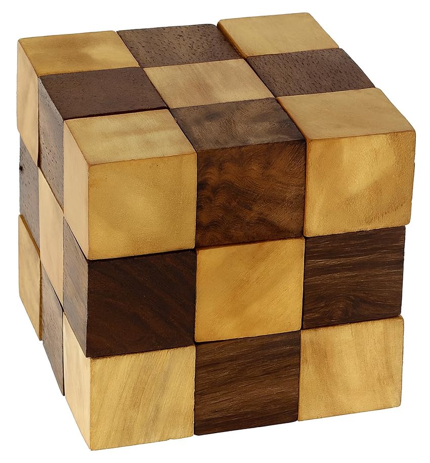 TOSQP27 Wooden Puzzle Brainteaser Snake Cube Handmade Adult Gifts -Brain Teasers Toy Intelligence Game -Intelligence Developing and Stress Relief Toy