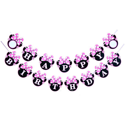 CHuangQi Mouse Themed Party Banner, Happy Birthday Banner, Birthday Party Supplies & Decoration