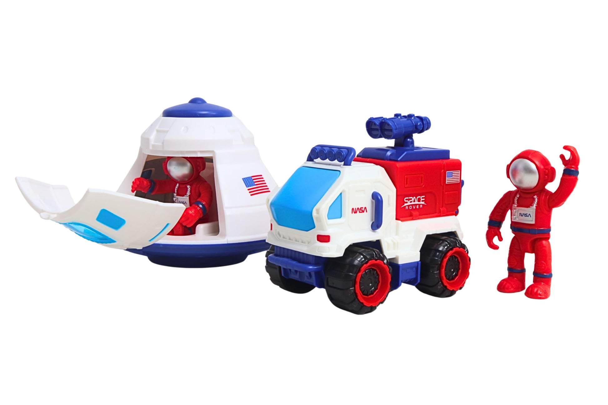 Space Adventure Space Capsule Playset with Light-Up Door, Lunar Rover & 2 Astronaut Figures, Plastic Space Toy & Collectible for Kids Ages 3+