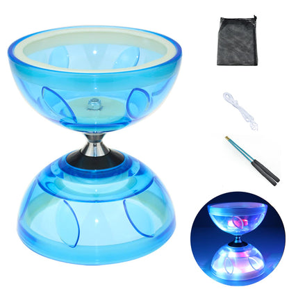 Chinese Diabolo Yoyo Set - Triple Bearing LED Diabolo Yo-yos Juggling Toys with Diablo Sticks, String & Net Bag, Easier Start/Faster/Stable & Lasts