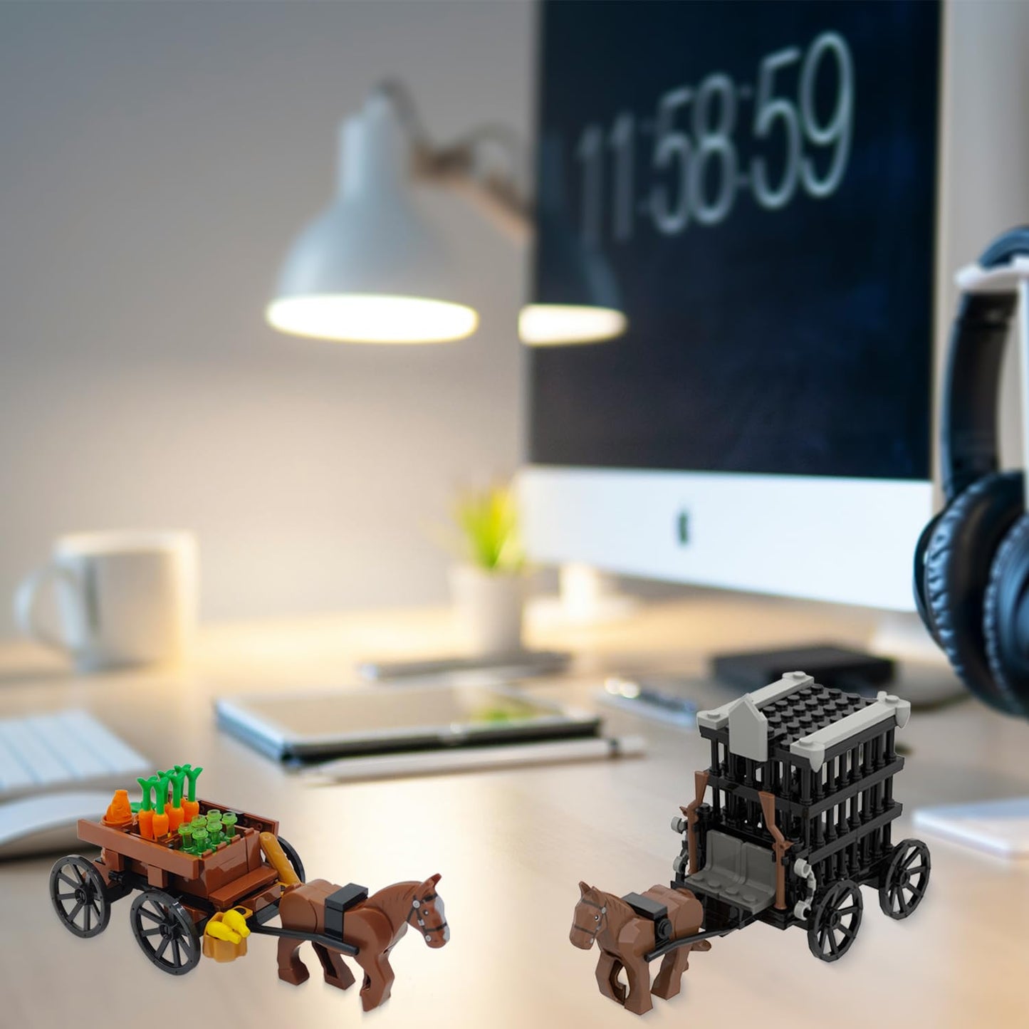 4 Kind of Medieval Carriage Building Blocks,Ancient Grain Horsecart Oxcart Bricks Set,Medieval Prisoner Soldier Vehicles Building Set,MOC Medieval