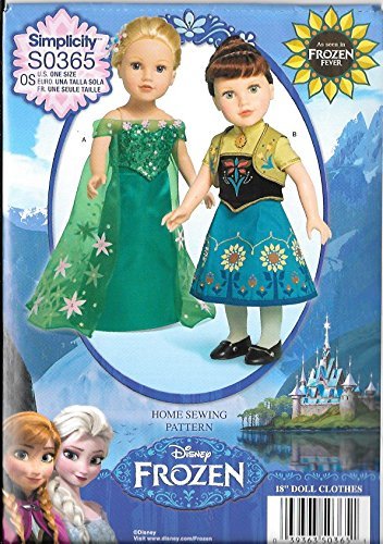 Simplicity S0365 Anna Elsa Frozen Fever Doll Dress Pattern 18" Doll