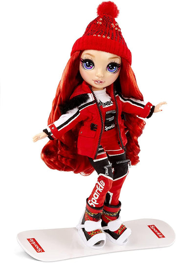 Rainbow High Winter Break Ruby Anderson - Red Fashion Doll and Playset with 2 Designer Outfits, Snowboard and Accessories