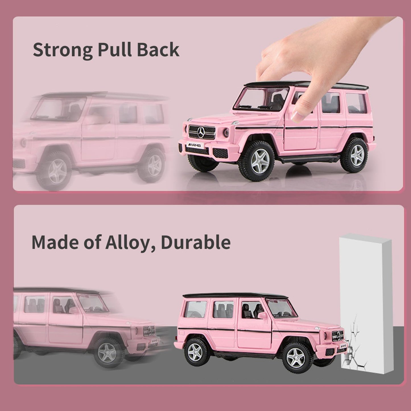 Car Toys for 3 4 5 Year Old Girls Gifts,1/36 Scale G63 Diecast Metal Model Car,Pull Back Cars Toys for Toddler Kids Age 3-6(Pink)