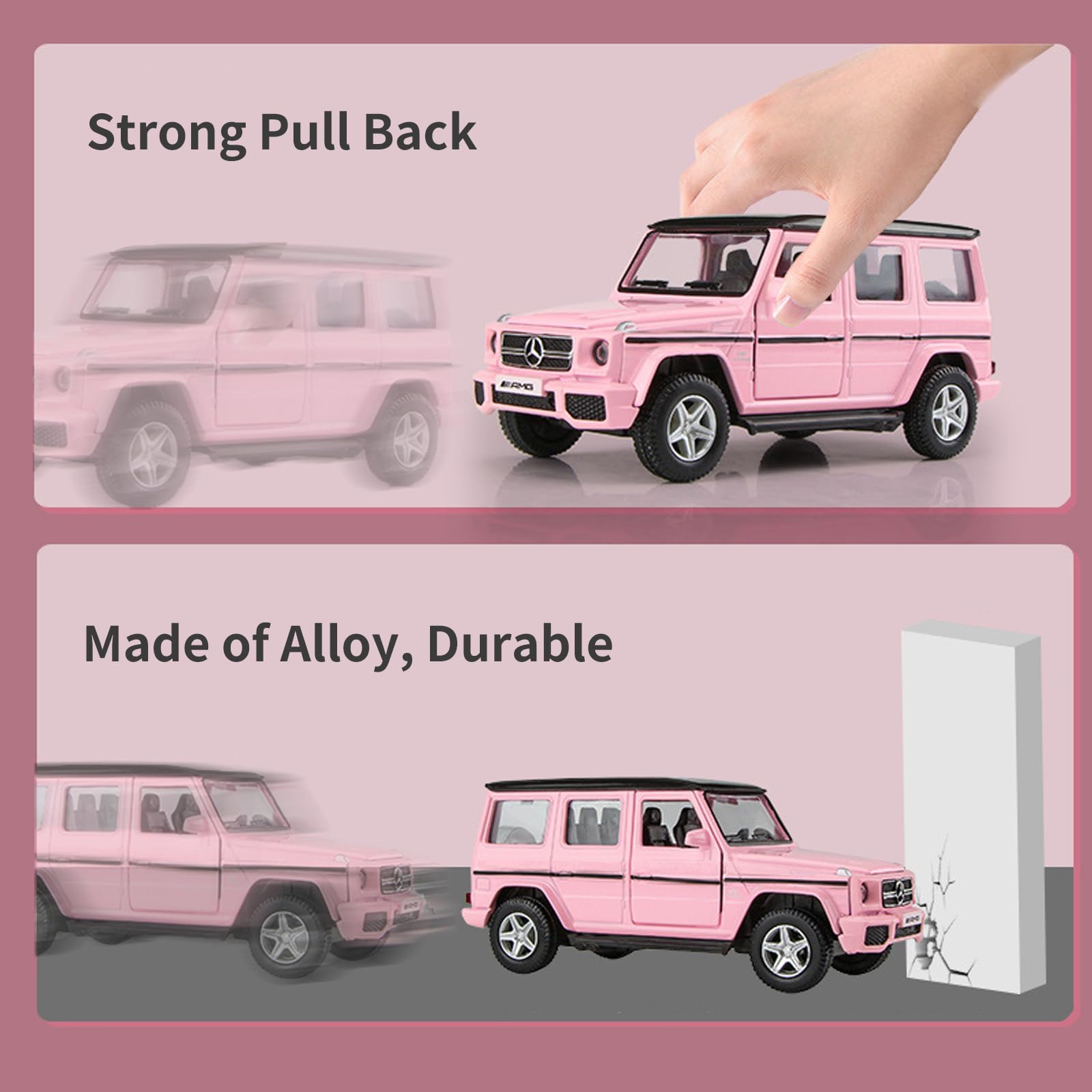 Car Toys for 3 4 5 Year Old Girls Gifts,1/36 Scale G63 Diecast Metal Model Car,Pull Back Cars Toys for Toddler Kids Age 3-6(Pink)