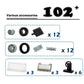 Pamvava Wheels and Axles Sets Tires, 102 Car Parts and Pieces, Windshield Steering Wheel Chassis Bricks Educational Toys