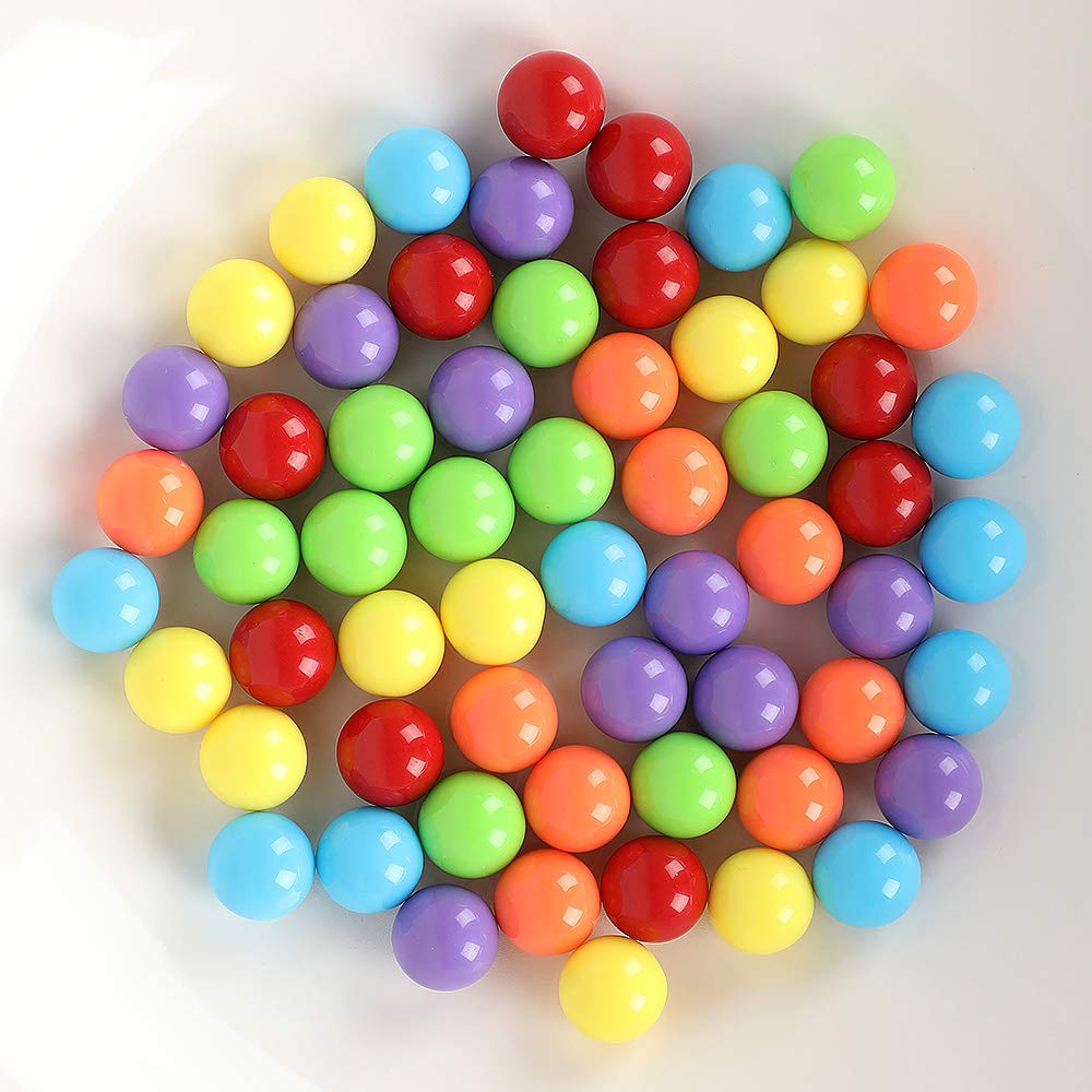 Witlans 60pcs Chinese Checker Game Replacement Balls,6 Solid Color 14mm Acrylic Marbles for Marble Run, Aggravation Traditional Games