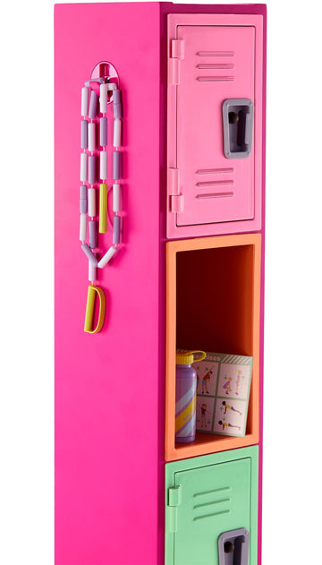 American Girl Truly Me 18-inch Doll Colorful Cubbies Locker Playset with Fold-out Hook and Real Chalkboard, For Ages 6+