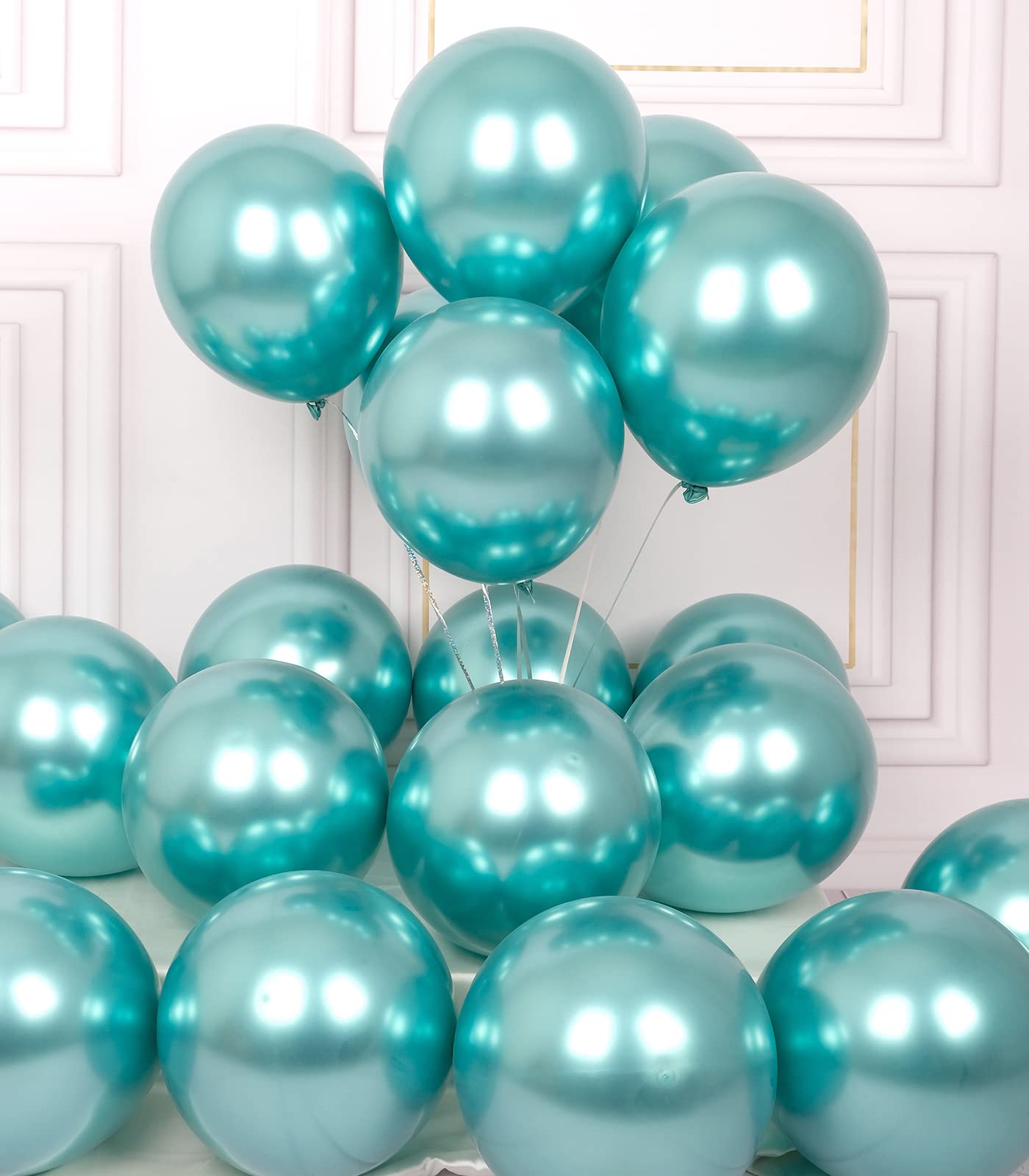 AULE 50Pcs Metallic 12 Inch Teal Green Chrome Helium Shiny Balloon