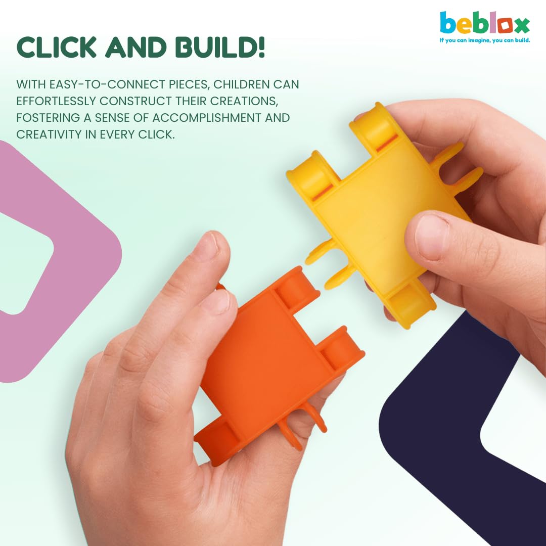 Beblox Building Blocks for Kids - Dog Set - 128-Piece Connecting Tiles - Interlocking Building Blocks for Kids, STEM Toys Kit, Fun & Educational