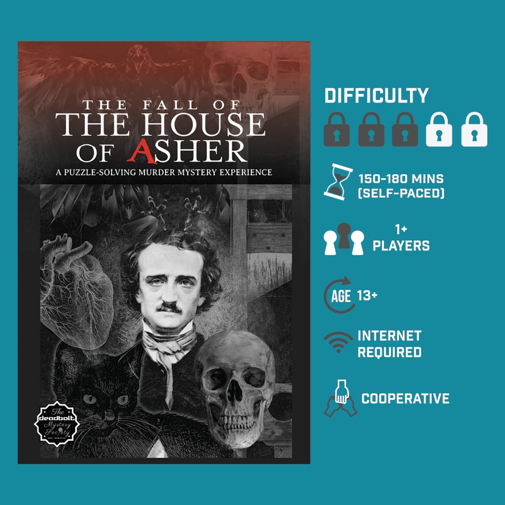 The Deadbolt Mystery Society-The Fall of The House of Asher: Murder Mystery Game - Search for Clues, Solve Puzzles, Eliminate Suspects, Solve Solo Or