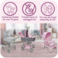 Badger Basket Triple Doll Stroller for Dolls - Lightweight and Foldable Toy Pram with Canopy - Fun Pretend Play for Kids in Stylish Pink with Polka