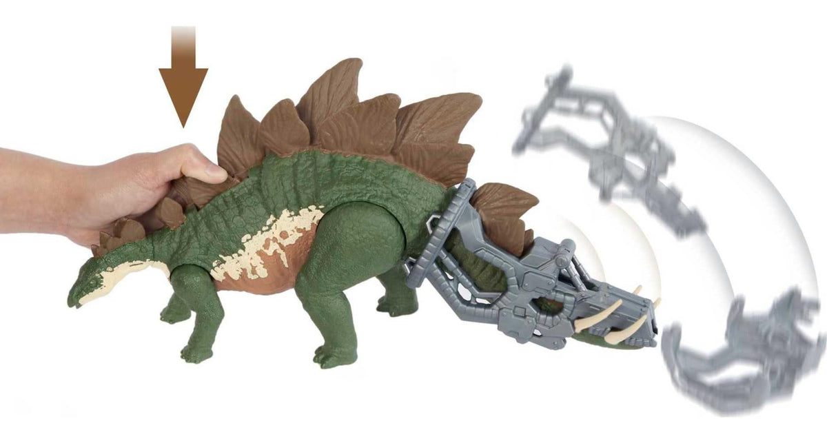 Mattel Jurassic World Toys Camp Cretaceous Mega Destroyers Stegosaurus Dinosaur Action Figure, Toy Gift with Movable Joints, Attack and Breakout