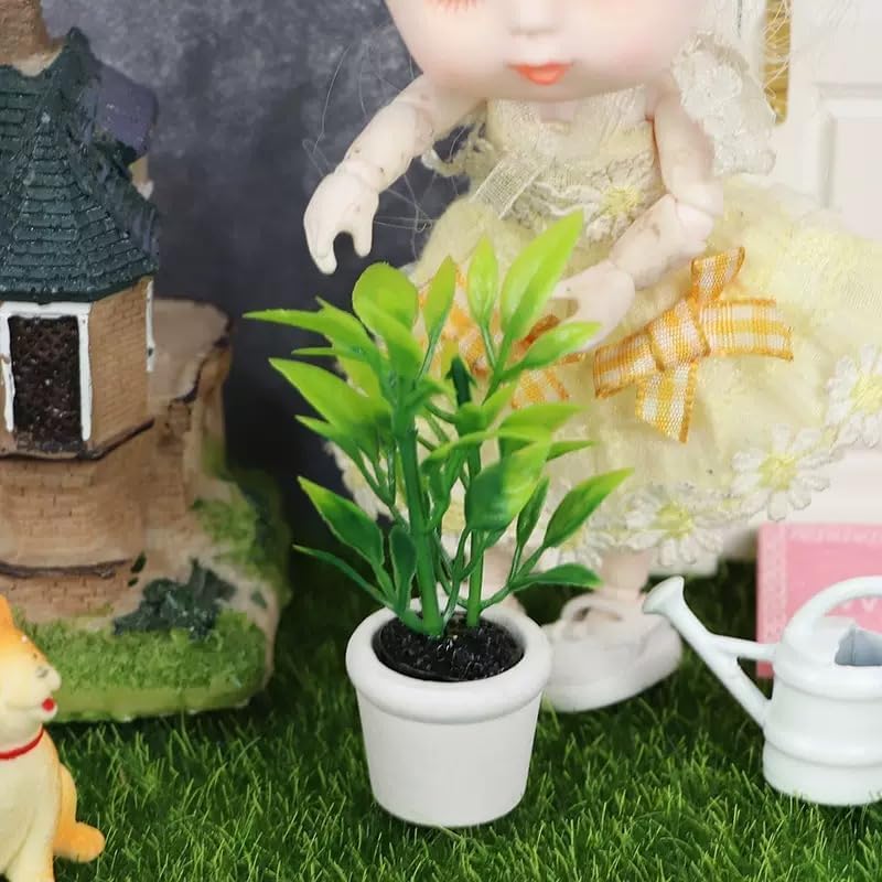 Artificial Miniature Plants for Dollhouse - 1:12 Scale Hanging Potted Greenery for Fairy Gardens, Terrariums and Diorama Displays