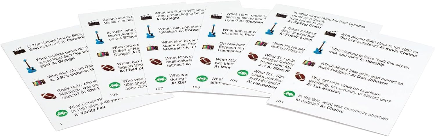 Outset Media - 80's 90's Trivia - Includes 220 Cards with Over 1200 Fun Questions and Answers - Ages 12+