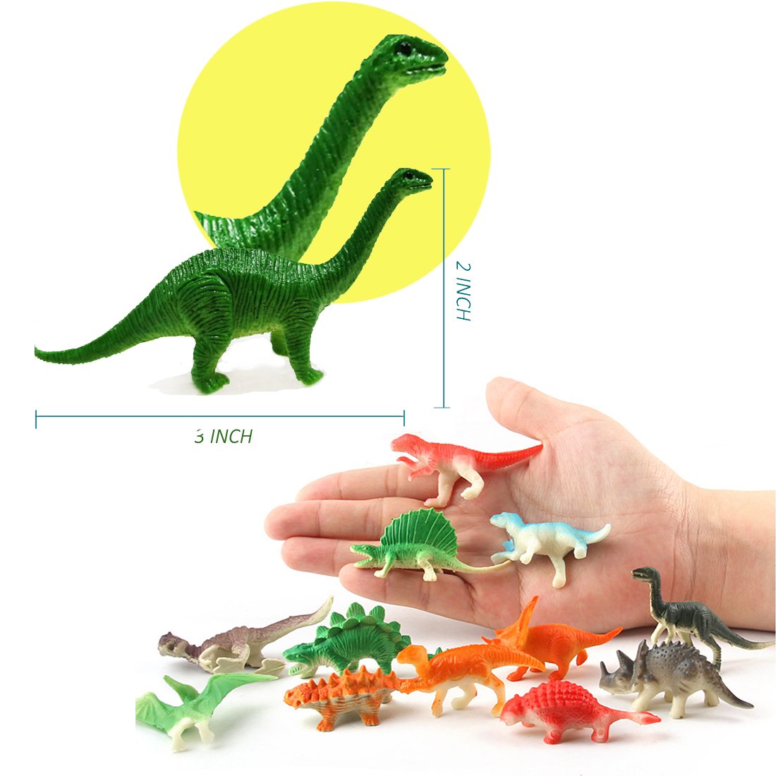 OuMuaMua Dinosaur Toys, Plastic Mini Dinosaur Figure Toy Set Including T-rex, Stegosaurus, Monoclonius for Kids Dinosaurs Birthday Party Favors