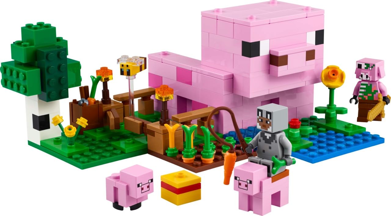 LEGO Minecraft The Baby Pig House Toy Figures and Playset - Building Minecraft Toy for Kids, Boys and Girls, Ages 7+ - Gift for Birthdays - with 2
