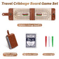 BEHEGTYE Foldable Travel Cribbage Board Game Set, Leather Cribbage Board Set - 6 Pegs, 1 Playing Card and Instruction, Portable Travel Cribbage Board