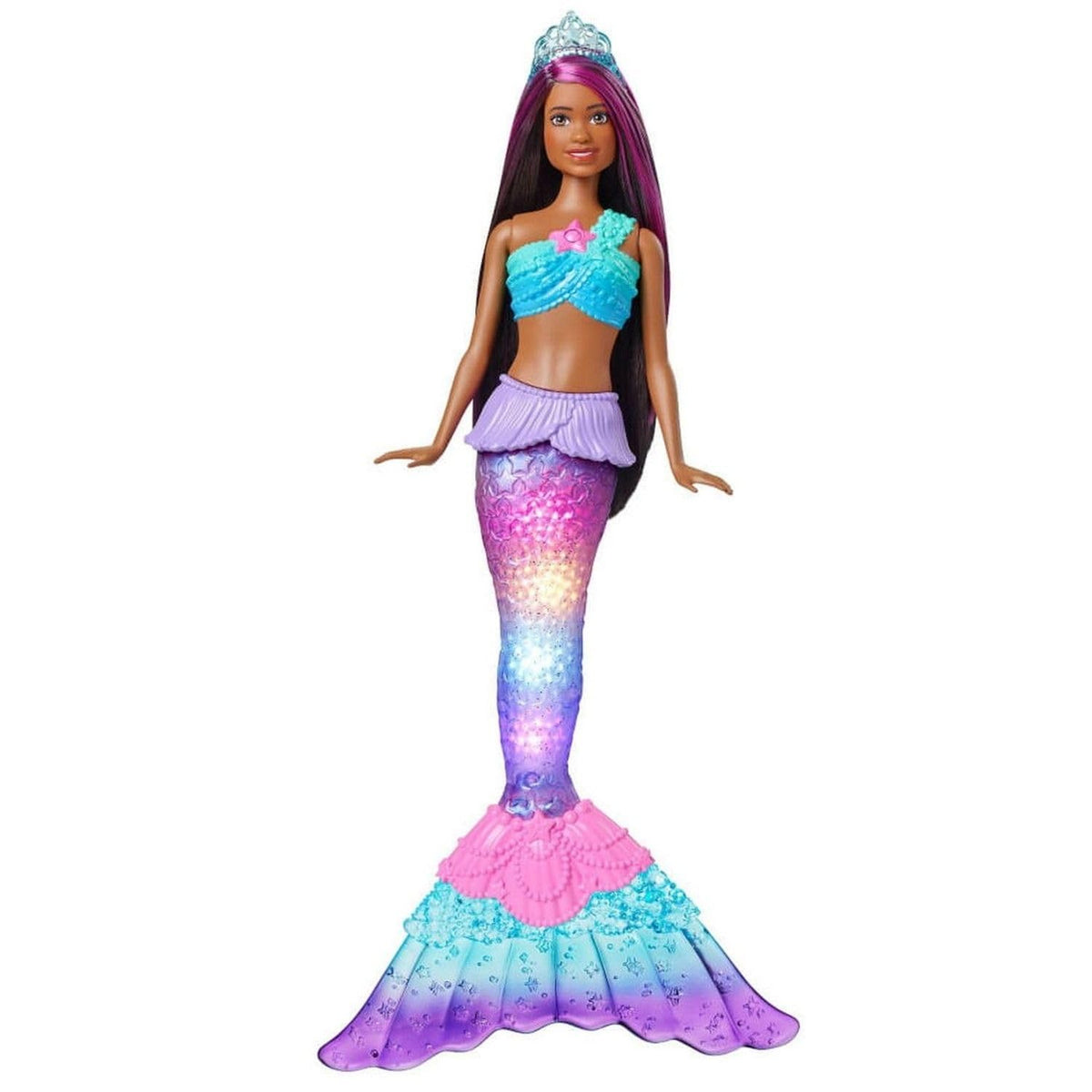 Barbie Mermaid Doll with Water-Activated Twinkle Light-Up Tail, Barbie Dreamtopia Mermaid Toys, Purple-Streaked Hair