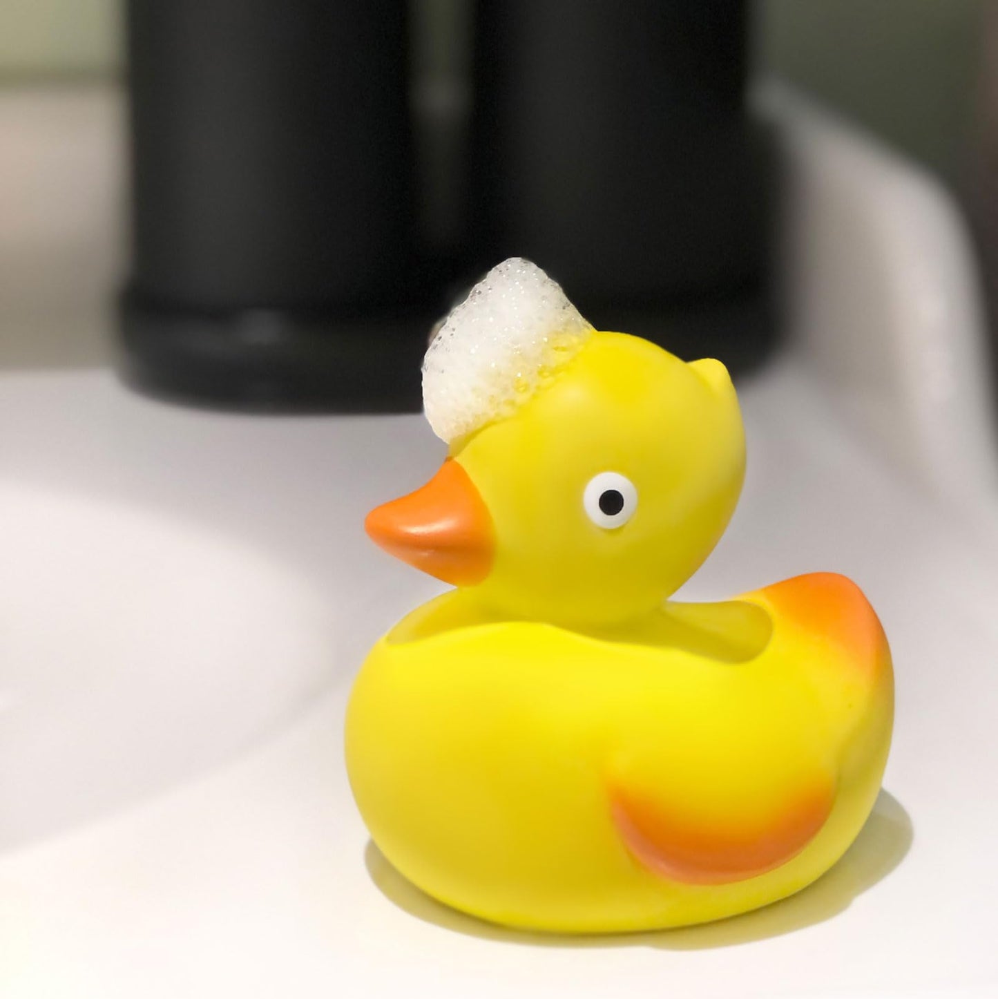 CaaOcho Pure Natural Rubber Bath Toy - Rubber Ducky Lily the Duck Baby Toy - Hole Free Bath Toys, BPA Free Bath Toys for Infants, Without Holes Sealed