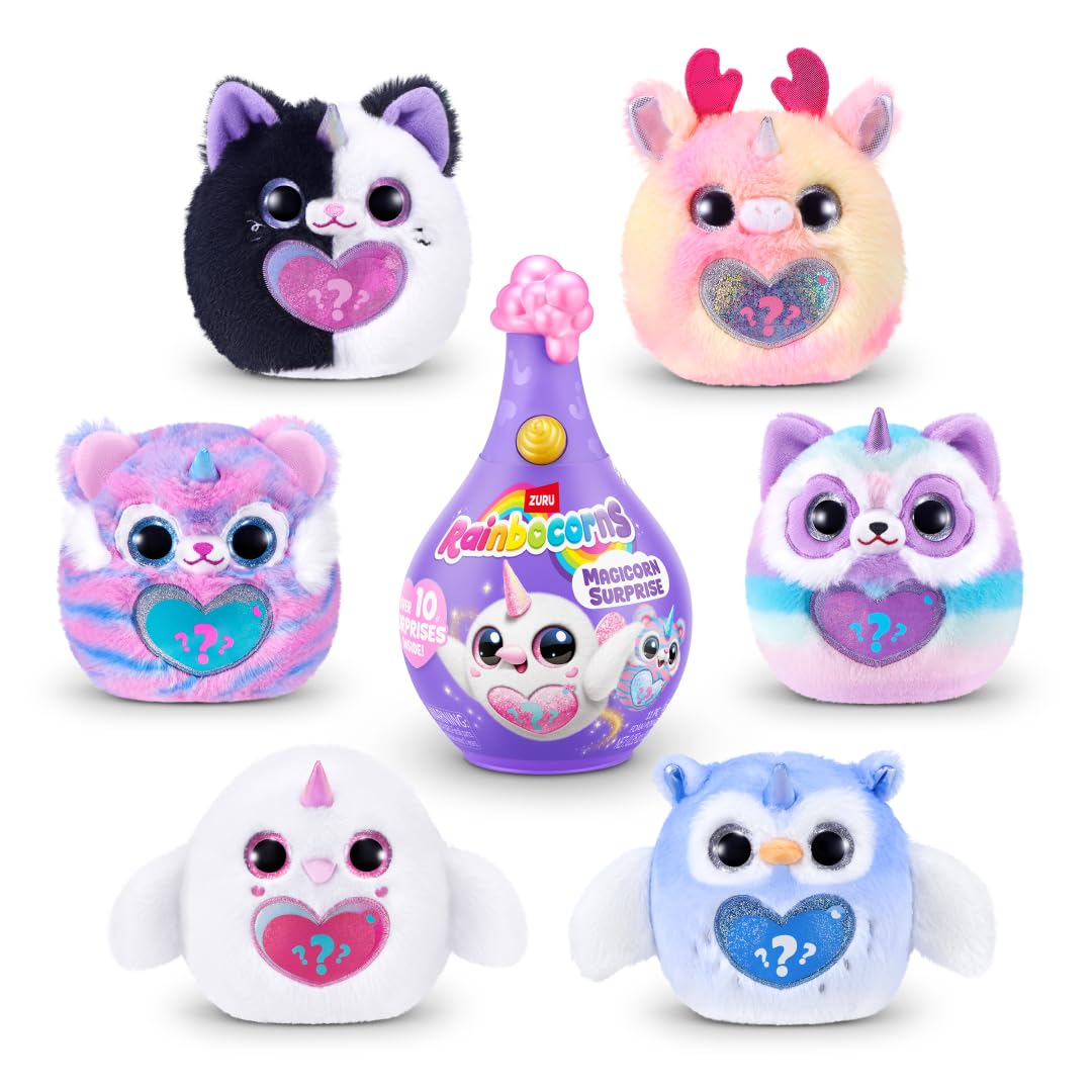 Rainbocorns Magicorn Series 1 (Owl) by ZURU - Magical Plush Surprise Toy in Collectible Magic Bottle with Booboocorn, Stickers, Bubble Powder,