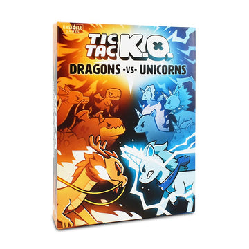 Unstable Games - Tic Tac K.O. : Dragons vs. Unicorns Base Game - Quick-to-learn team card game for kids, teens, & adults - Adorably ruthless twist on