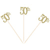 Pack of 10 Gold Glittery 50th Birthday Centerpiece Sticks Number 50 Table Topper Adult Birthday Anniversary Pary Decorations