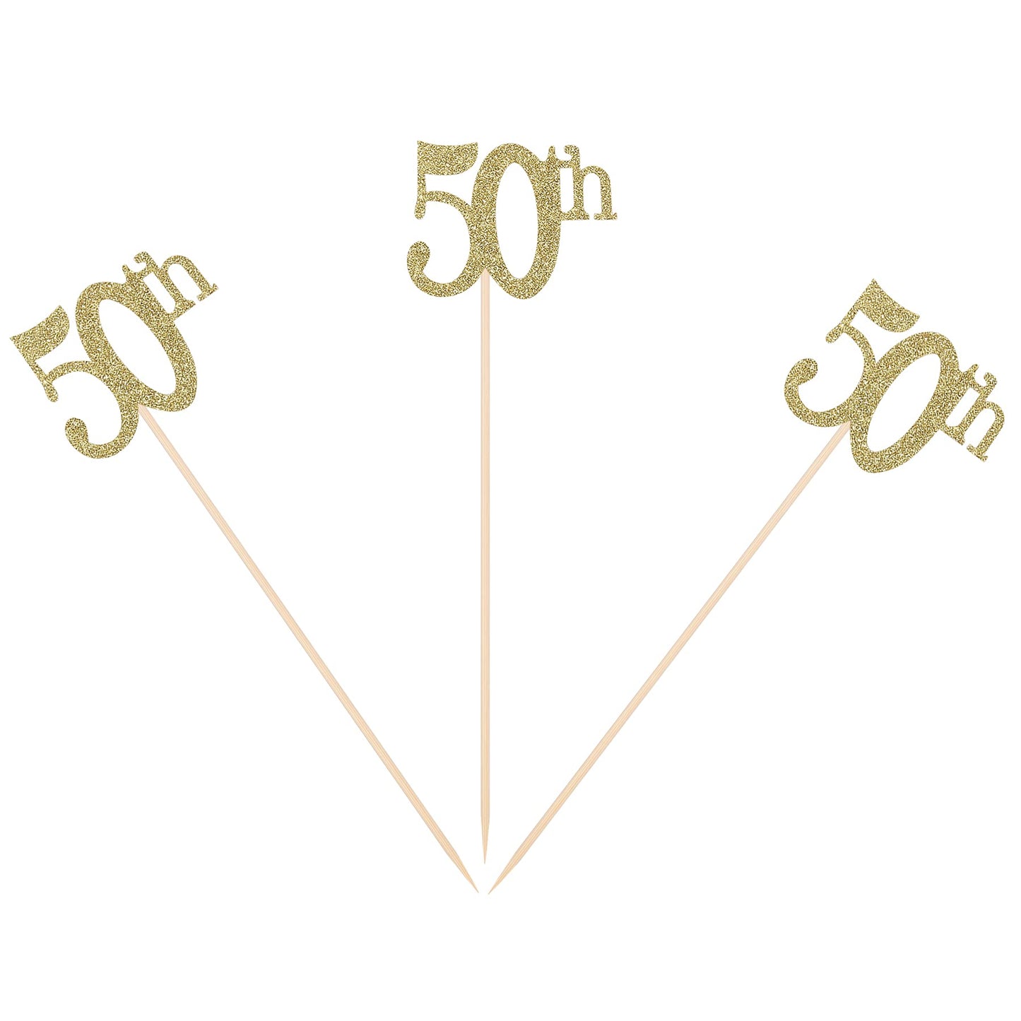 Pack of 10 Gold Glittery 50th Birthday Centerpiece Sticks Number 50 Table Topper Adult Birthday Anniversary Pary Decorations