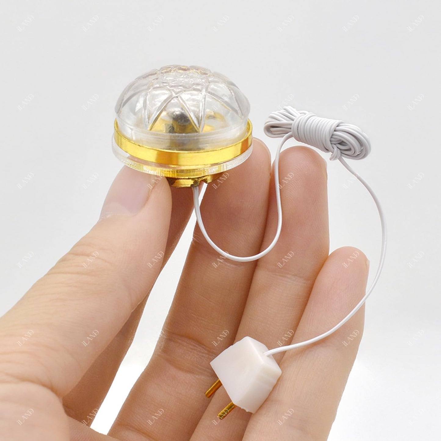 iLAND Dollhouse Accessories of Dollhouse Lights Celestial Gold Ceiling Lamp w/Plug & Hook and Loop Dots, Star Light Modern Miniature Lamp Mini House
