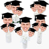 Big Dot of Happiness Grad Cap Fun Face Cutout Centerpiece Sticks - Custom Graduation Photo Head Cut Out Table Toppers - Upload 1 Photo - Set of 15