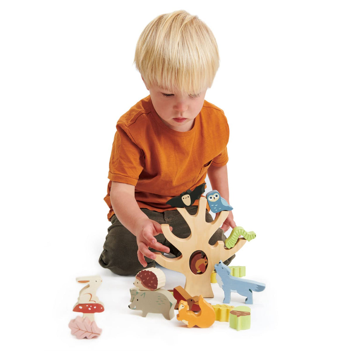 Tender Leaf Toys - Stacking Forest - Wooden Animal Balancing Game for Children and Toddlers - Manual Dexterity and Cognitive Development for Ages 18