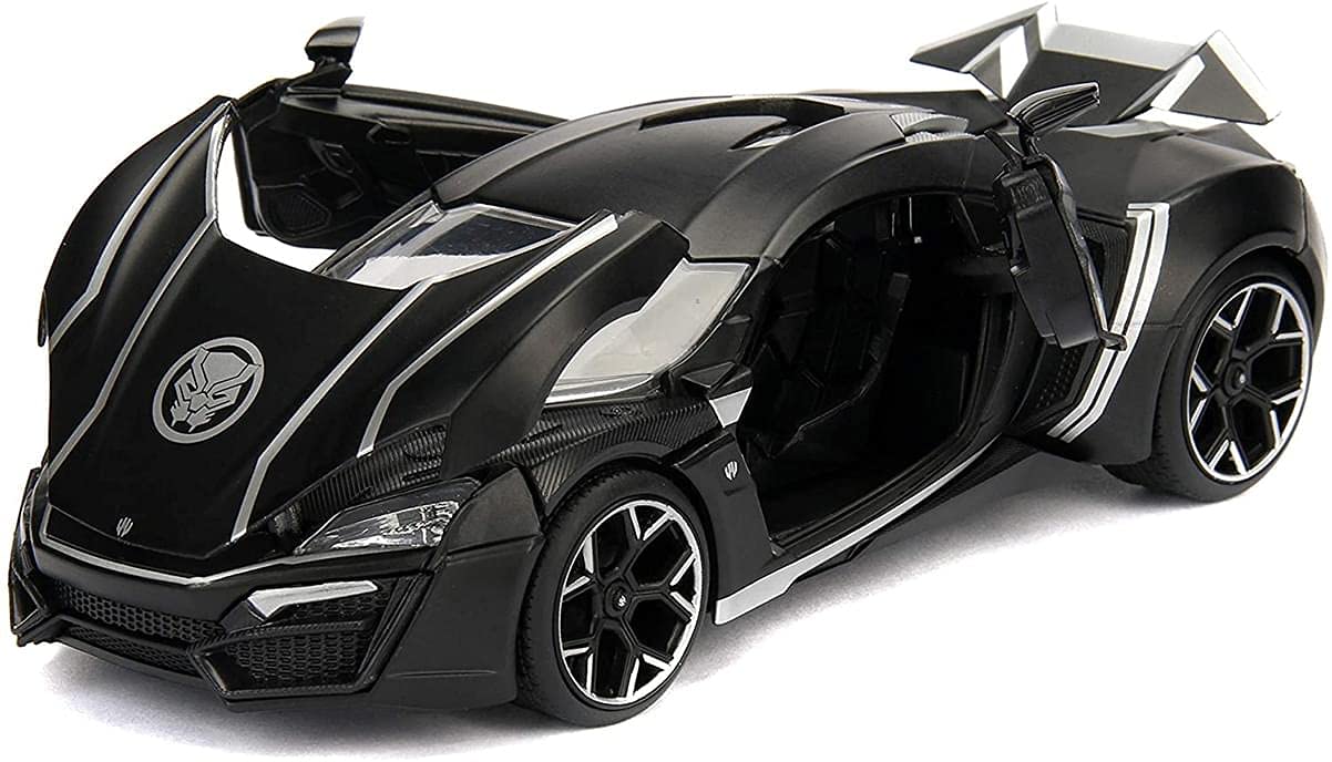 Jada Toys Marvel Black Panther & Lykan Hypersport Die-cast Car, 1:24 ScaleVehicle & 2.75 Collectible Figurine, (99723)