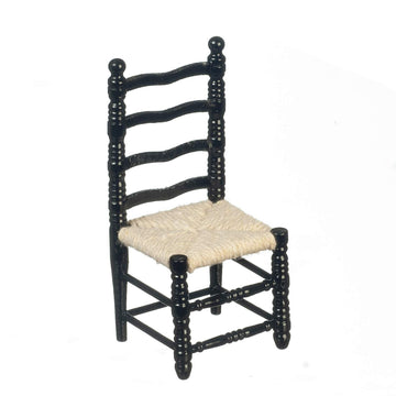 Town Square Miniatures Dolls House Black Ladderback Side Chair Miniature Kitchen Dining Room Furniture