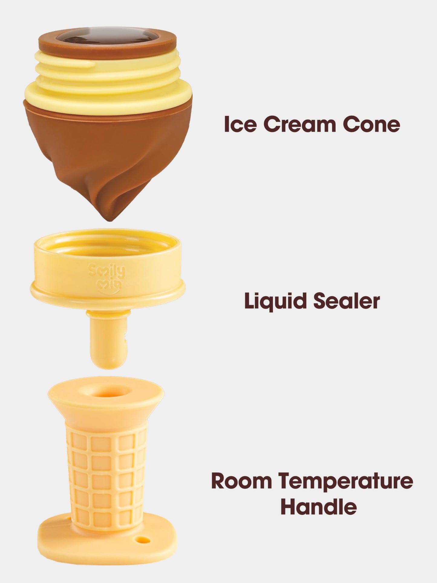 Smily Mia Ice Cream Cone Baby Teething Toys, Water-Filled Freezable Teether for Babies&Infants, Teething Relief for 0-18 Months, Not-Too-Cold-to-Hold