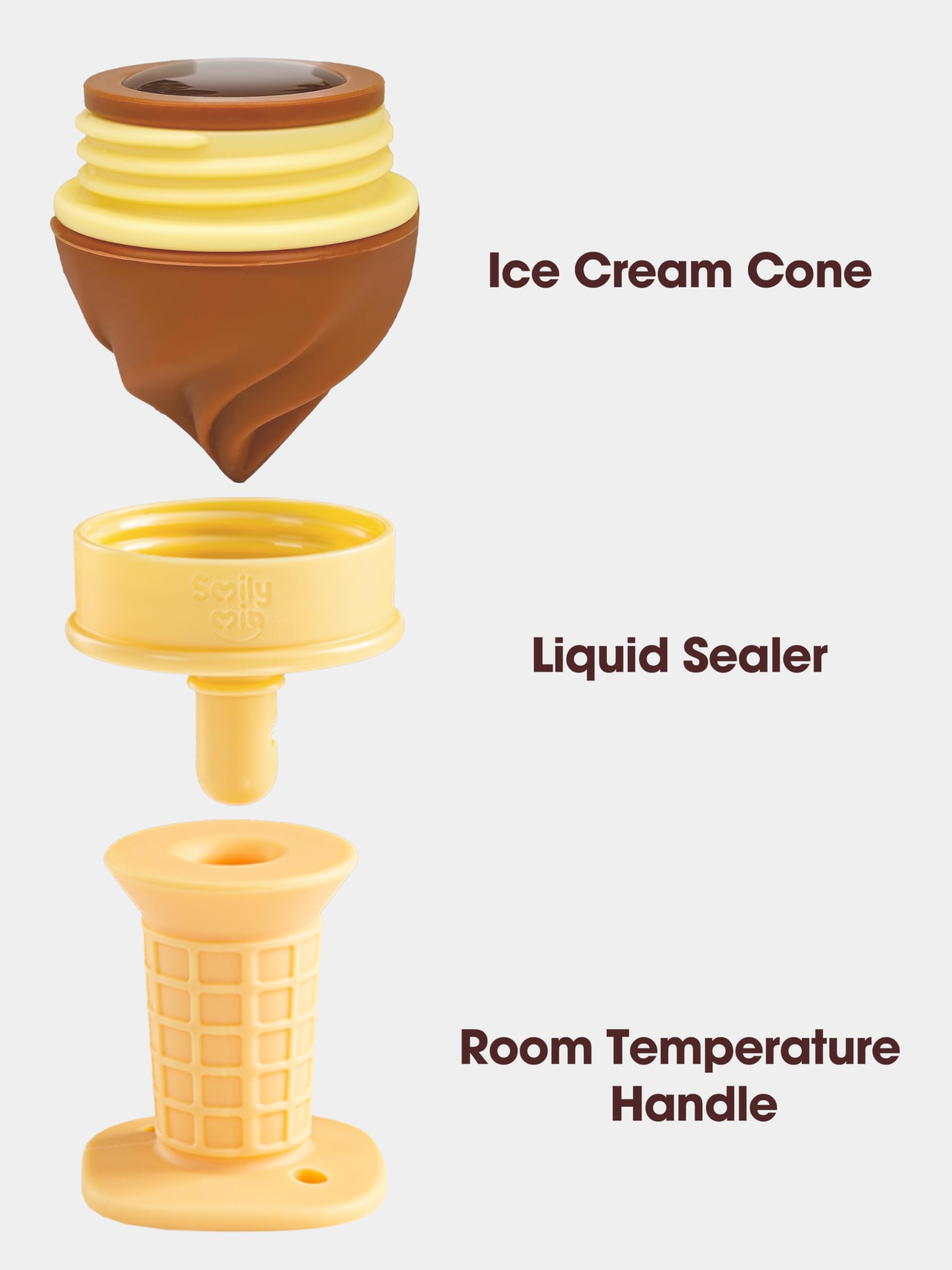 Smily Mia Ice Cream Cone Baby Teething Toys, Water-Filled Freezable Teether for Babies&Infants, Teething Relief for 0-18 Months, Not-Too-Cold-to-Hold