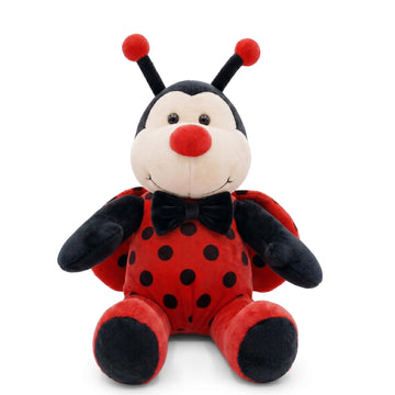 Big Size Ladybug Stuffed Animal Plush Ladybird Beetle Soft Insect Cuddly Lady Bug Toy with Red Wings and Black Bow, Bee Friend ,Great Present