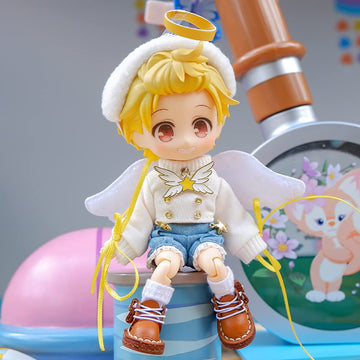 XiDonDon Angel Suit Demon Suit for Ob11, GSC, YMY, BODY9, Molly, 1/12 BJD Doll Clothes Accessories (White)
