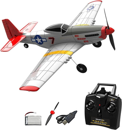 HTLNUZD Remote Control Aircraft Plane 4 Channels 768-1P51D, Wingspan EPO Warbird Radio One Key Aerobatic Controlled Plane RTF