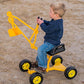 Sandbox Digger Toy Excavator with Wheels- Foldable Playground Equipment for Outdoor Play w/No-Bend, No-Pinch Heavy Duty Metal Ride On Sand