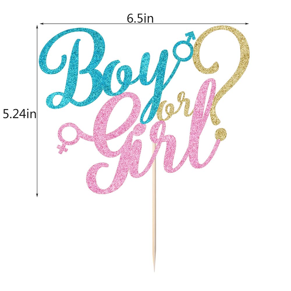Sleyberoy Blue And Pink Gold Glitter Boy Or Girl Cake Topper